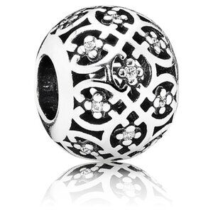 PANDORA Intricate Lattice Charm with Clear Zirconia Authentic Sterling Silver
